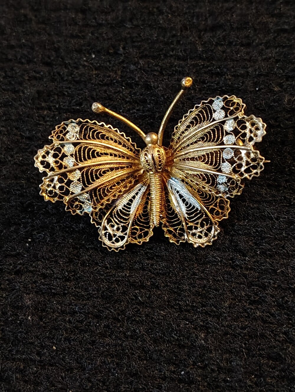 Vtg. Sterling Silver/Vermeil Finish Butterfly Brooch
